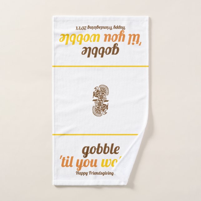 Gobble 'til you wobble typography friendsgiving  hand towel (Hand Towel)