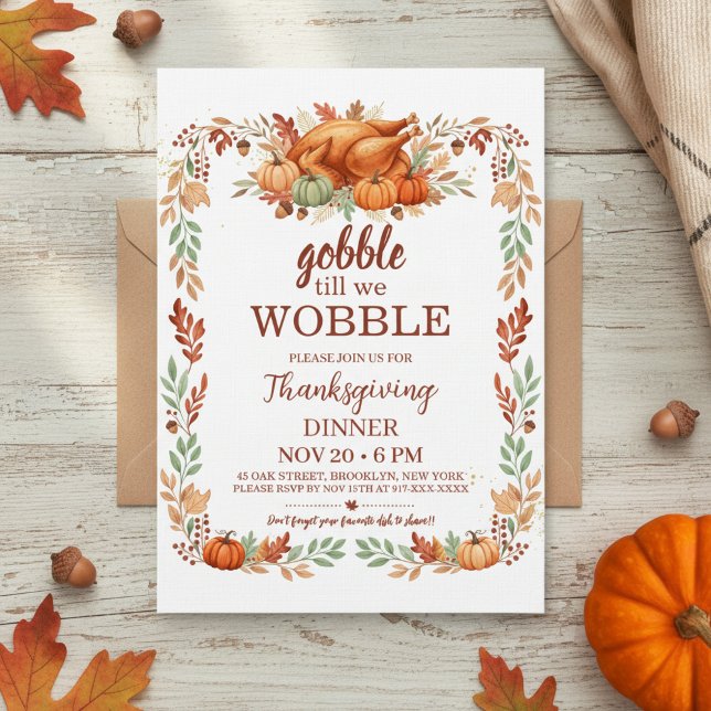 Gobble Till We Wobble Thanksgiving Invitation (friendgiving invitation)