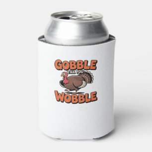 Gobble Till You Wobble � Funny Turkey Cartoon Clas Can Cooler