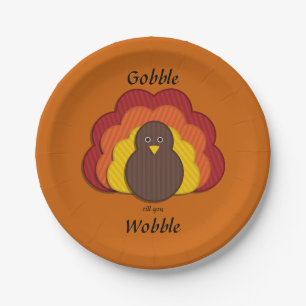 Gobble Till You Wobble! Happy Thanksgiving Paper Plate
