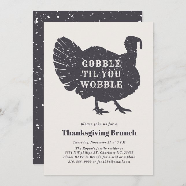 Gobble till you wobble | Thanksgiving Dinner Invitation (Front/Back)