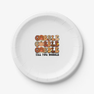 Gobble Till You Wobble Turkey Funny Thanksgiving  Paper Plate