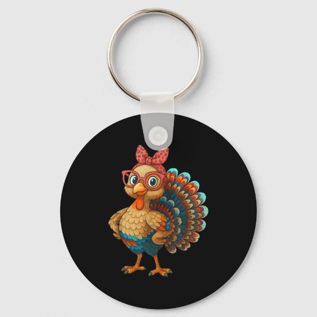 Gobble Turkey Day Happy Thanksgiving For Toddlers  Key Ring (Front)