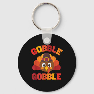 Gobble Turkey Happy Thanksgiving Day Autumn Fall B Key Ring