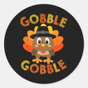 Gobble Turkey Little Boys Girls Kids Thanksgiving  Classic Round Sticker