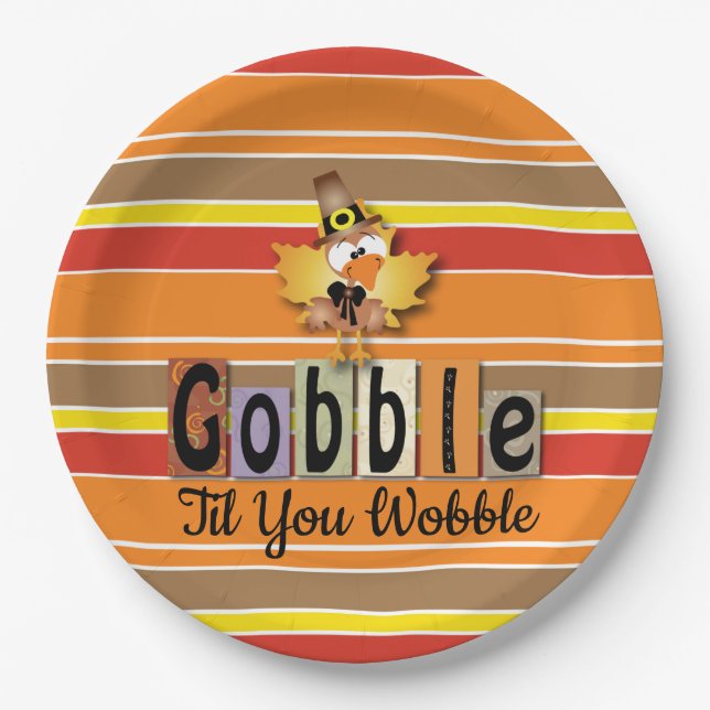 Gobble Turkey Paper Plate (Front)
