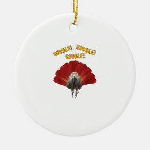 Gobble! Turkey Thanksgiving African Grey Parrot  Ceramic Tree Decoration