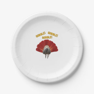 Gobble! Turkey Thanksgiving African Grey Parrot  Paper Plate
