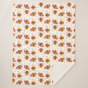 Gobble Turkey Thanksgiving Pattern Colorful Sherpa Blanket