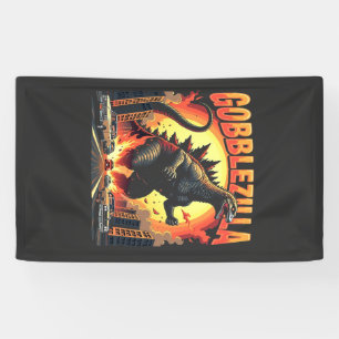 Gobblezilla Spooky Turkey Thanksgiving Gobble Banner
