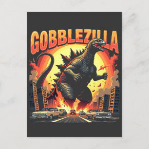 Gobblezilla Spooky Turkey Thanksgiving Gobble Invitation Postcard