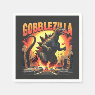 Gobblezilla Spooky Turkey Thanksgiving Gobble Napkin