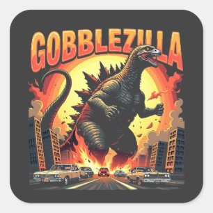 Gobblezilla Spooky Turkey Thanksgiving Gobble Square Sticker