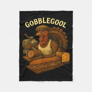 Gobbol Turkey Baker Thanksgiving Fleece Blanket