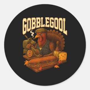 Gobbol Turkey Gobble Gool Thanksgiving Retro Classic Round Sticker
