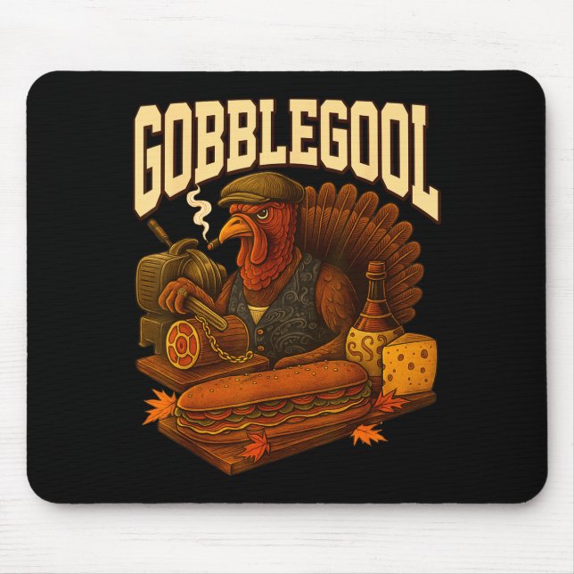 Gobbol Turkey Gobble Gool Thanksgiving Retro  Mouse Pad (Front)