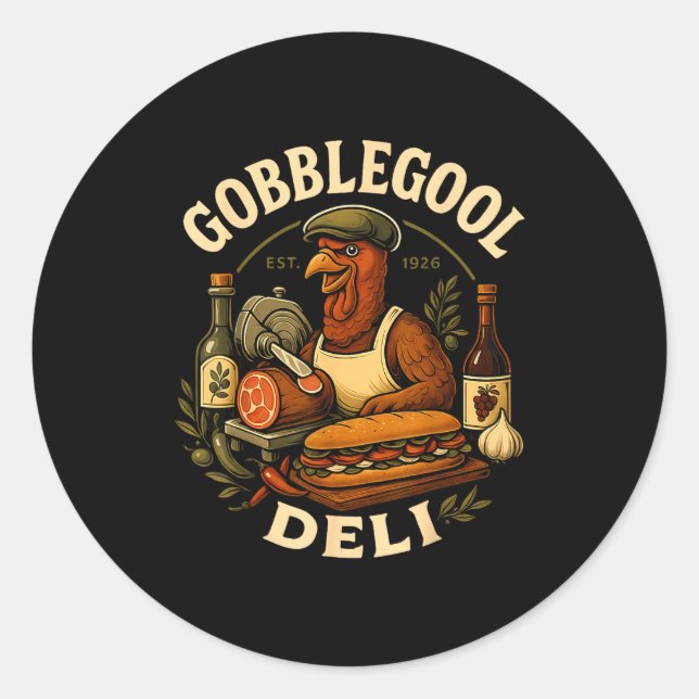 Gobbol Turkey Thanksgiving Italian Turkey Chef  Classic Round Sticker (Front)
