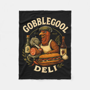 Gobbol Turkey Thanksgiving Italian Turkey Chef  Fleece Blanket