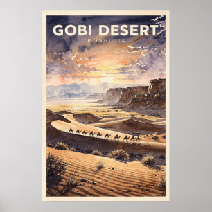 Gobi Desert Mongolia Vintage Travel Poster