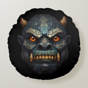 Goblin and Orc Portrait Round Cushion