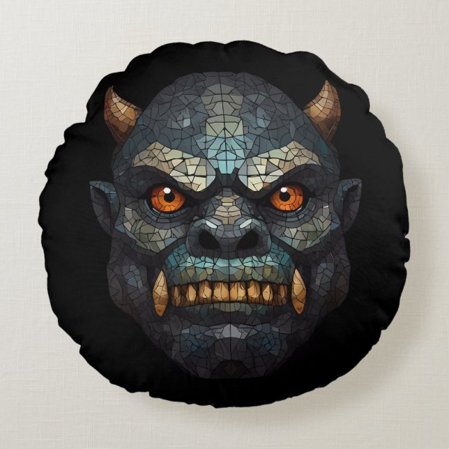Goblin and Orc Portrait  Round Cushion (Front)