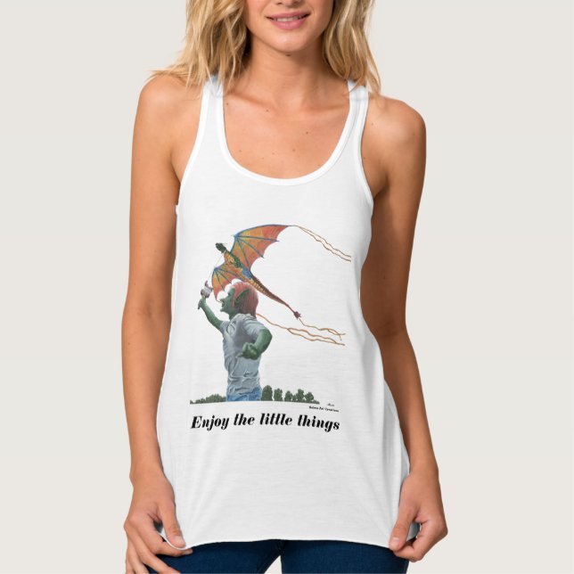 Goblin Child Flying Dragon Kite Fantasy Art Shirts (Front)