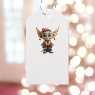 Goblin Christmas Elf White Gift Tags