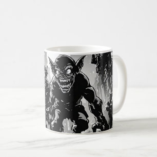 Goblin Demons Derelict City BW Retro Comic Style  Coffee Mug