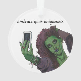 Goblin Girl Selfie Fantasy Art Acrylic Ornament