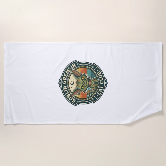 Goblin Gremlin Cat Cute Kitty Design - Goblin Grem Beach Towel (Front)