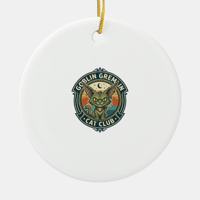 Goblin Gremlin Cat Cute Kitty Design - Goblin Grem Ceramic Tree Decoration (Front)