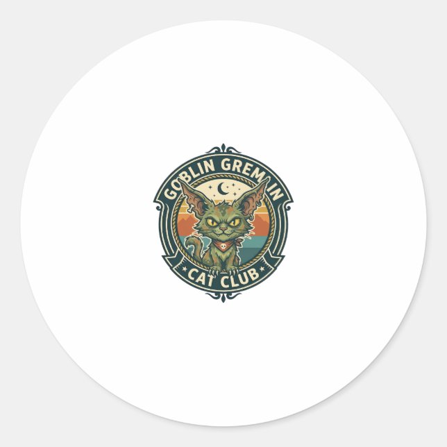 Goblin Gremlin Cat Cute Kitty Design - Goblin Grem Classic Round Sticker (Front)