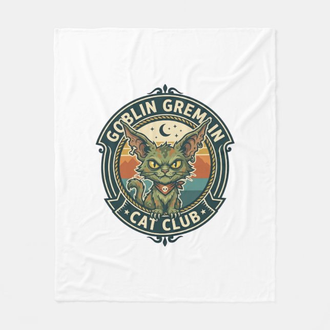 Goblin Gremlin Cat Cute Kitty Design - Goblin Grem Fleece Blanket (Front)
