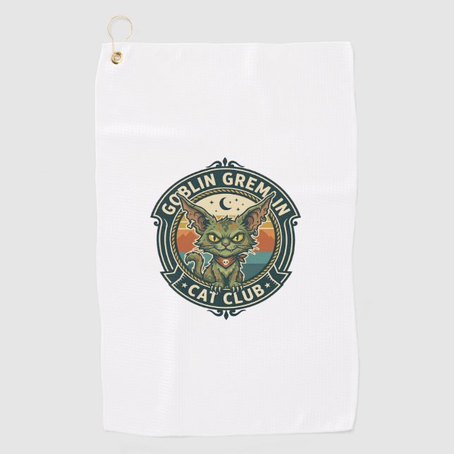Goblin Gremlin Cat Cute Kitty Design - Goblin Grem Golf Towel (Front)