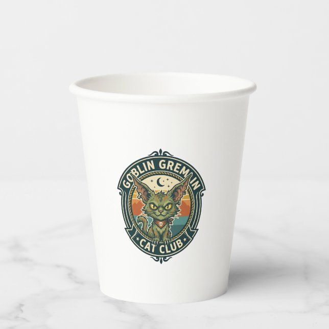 Goblin Gremlin Cat Cute Kitty Design - Goblin Grem Paper Cups (Front)