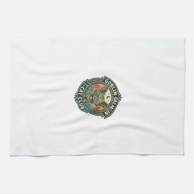 Goblin Gremlin Cat Cute Kitty Design - Goblin Grem Tea Towel (Horizontal)
