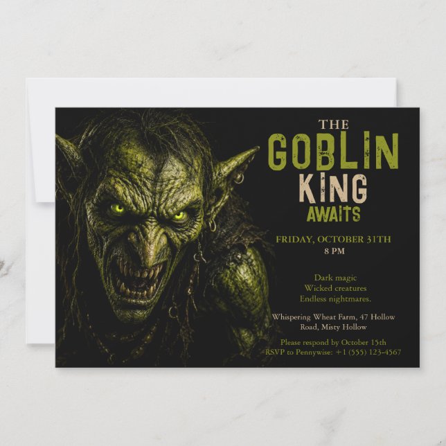 Goblin Halloween Party - Dark Fantasy Halloween Invitation (Front)