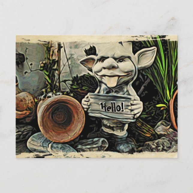 Goblin Placard "Hello" Postcard (Front)