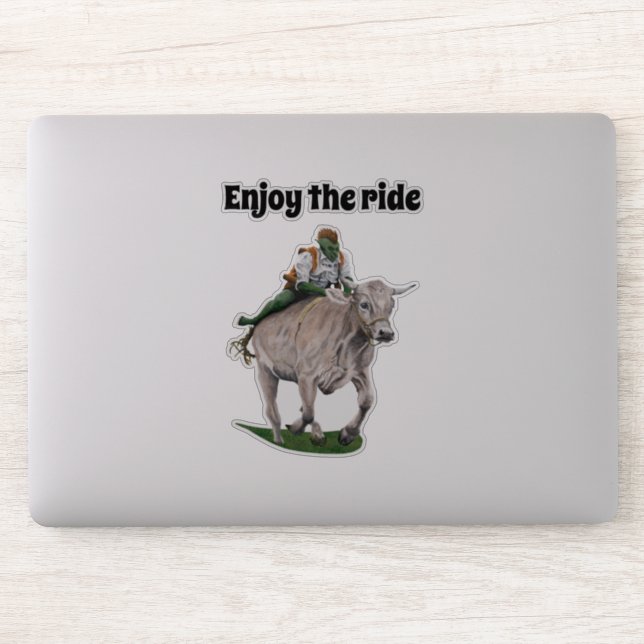 Goblin Rider Ox Racing Fantasy Art Sticker (Computer)