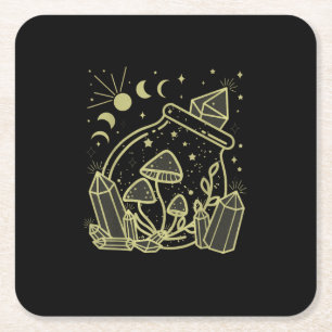 Goblincore Aesthetic Cottagecore Academia Mushroom Square Paper Coaster