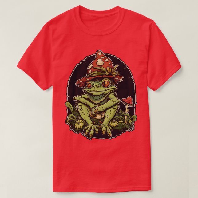 Goblincore Aesthetic Frog Mushroom Dark Academia 1 T-Shirt (Design Front)
