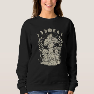 Goblincore Aesthetic Mushroom Frog Moon Phases Dar Sweatshirt