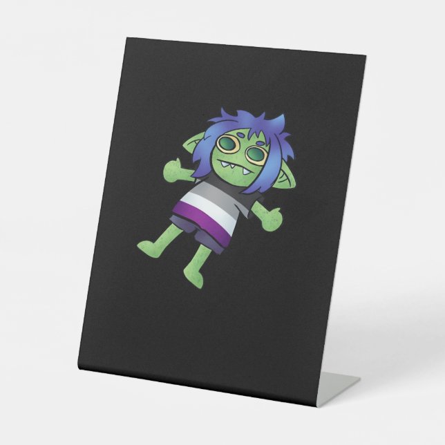 Goblincore Asexual Pride Goblin Classic Pedestal Sign (Front)