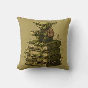 Goblincore Bookworm Mushroom Fantasy Cushion
