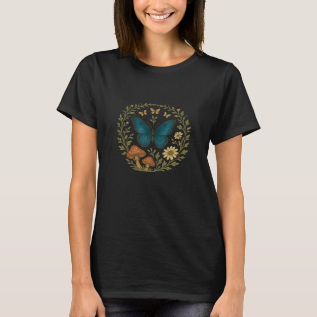 Goblincore Butterfly Fairycore Botanical Apparel C T-Shirt (Front)