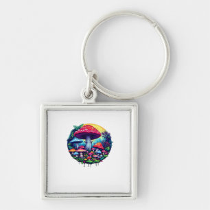Goblincore Colorful Mushrooms Classic Key Ring
