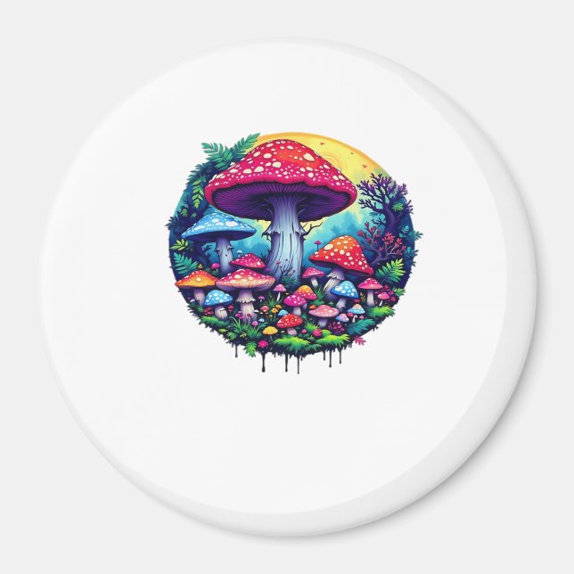 Goblincore Colorful Mushrooms Classic Magnet (Front)