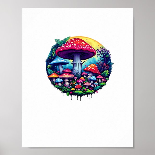 Goblincore Colorful Mushrooms Classic Poster (Front)