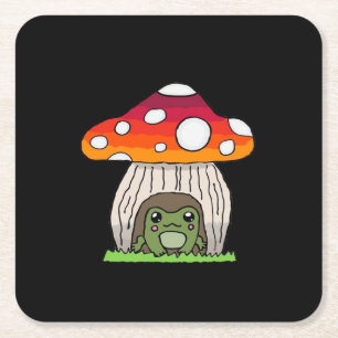Goblincore Frog Classic Square Paper Coaster