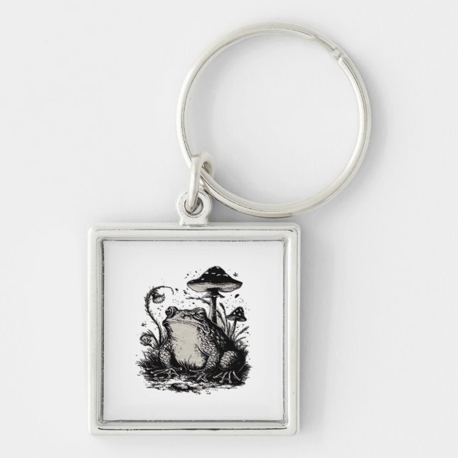 Goblincore Frog Minimal Classic Design Key Ring (Front)
